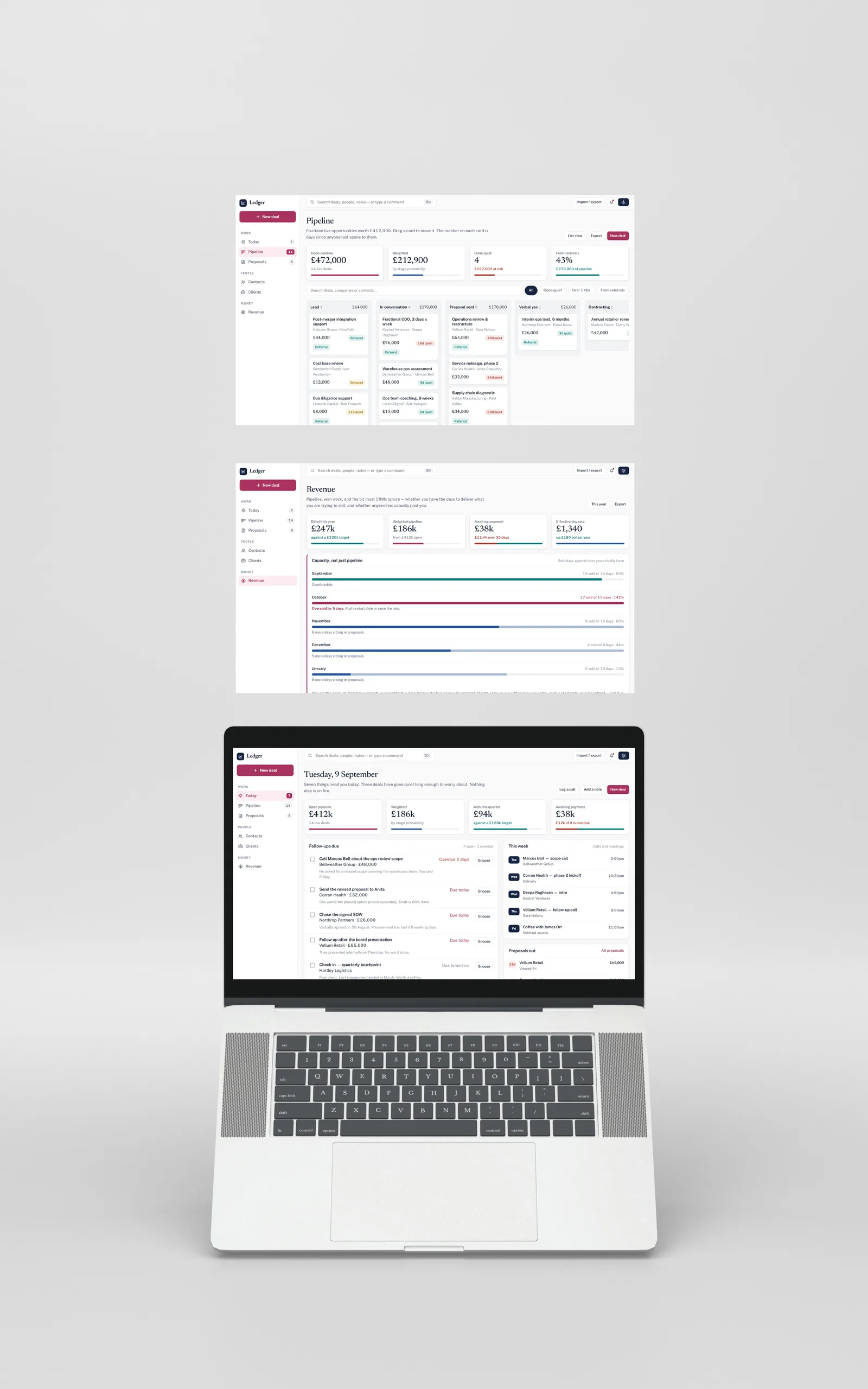 Ledger product screens